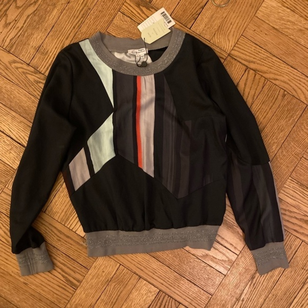 NWT Anthropologie Geometric Blue Blouse Top Size 0